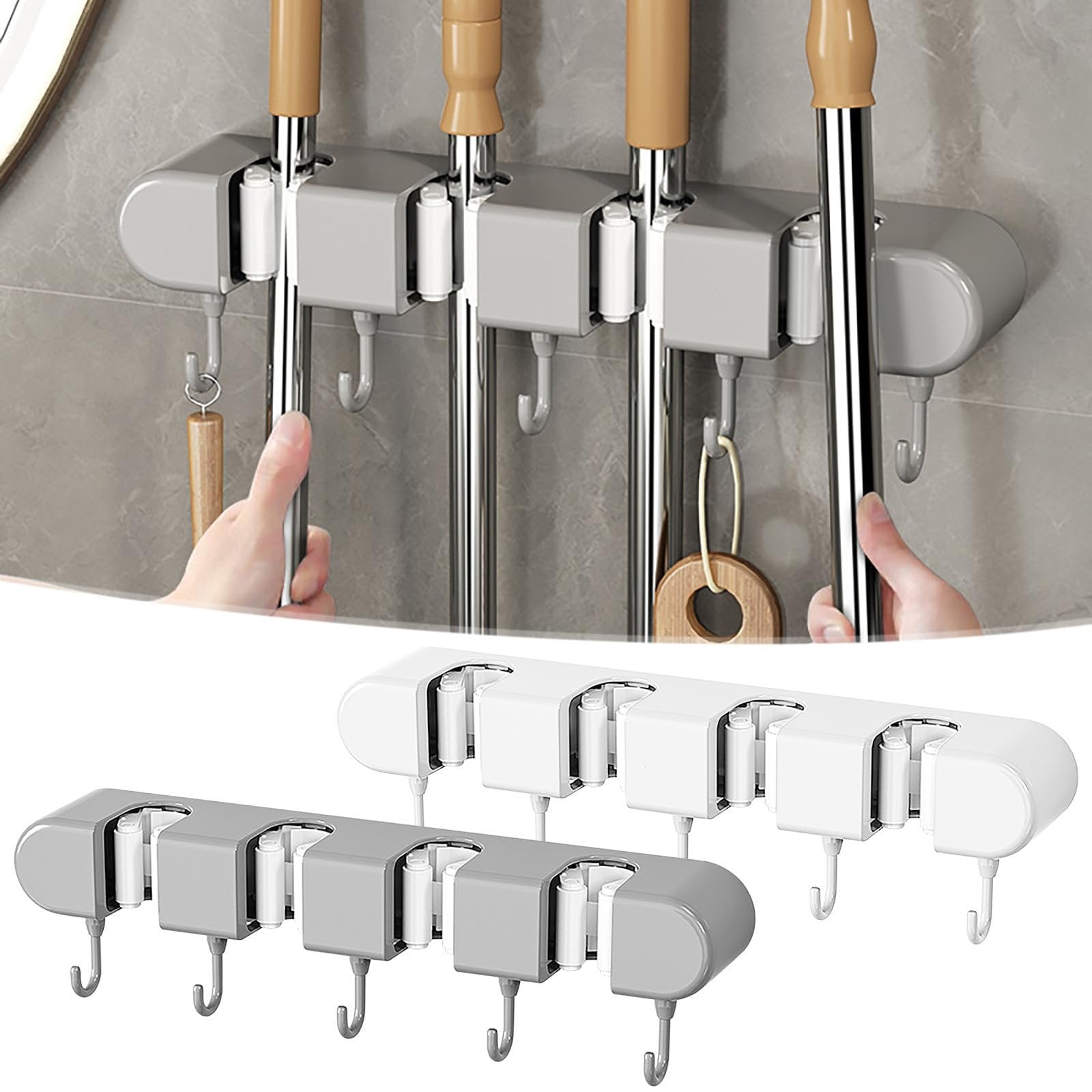 Hangarmop Mounted Mop Holder with Hooks