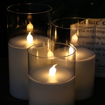 Flamelite Flickering LED Candle Set Of 3 with remote control