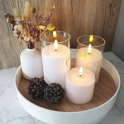 Flamelite Flickering LED Candle Set Of 3 with remote control