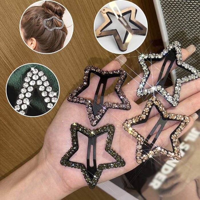 Glamclips Rhinestone Snap Hair Clips Set of 4 PCS