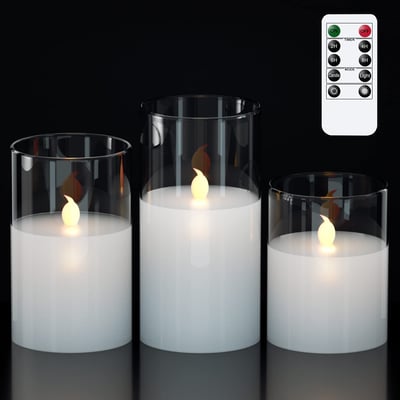 Flamelite Flickering LED Candle Set Of 3 with remote control