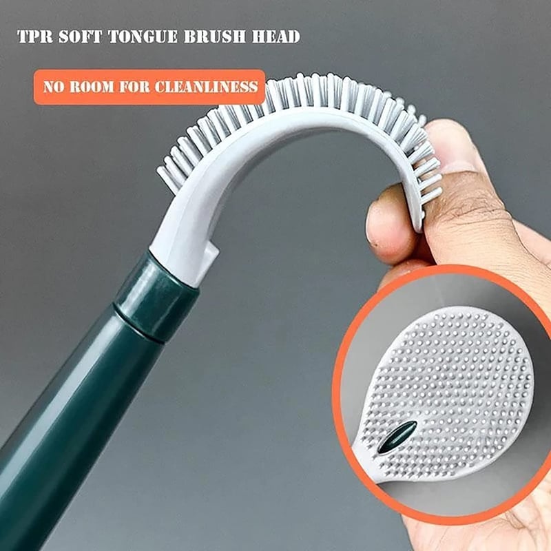 Silieasy Punch-Free Wall-Mounted Silicone Toilet Brush with Long Handle