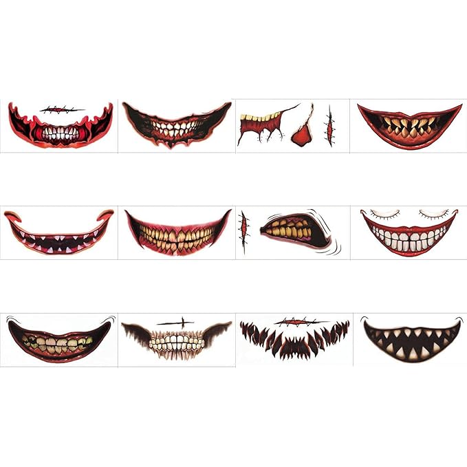 Halloween Prank Tattoo Stickers Set of 12 | 6 + 6 FREE