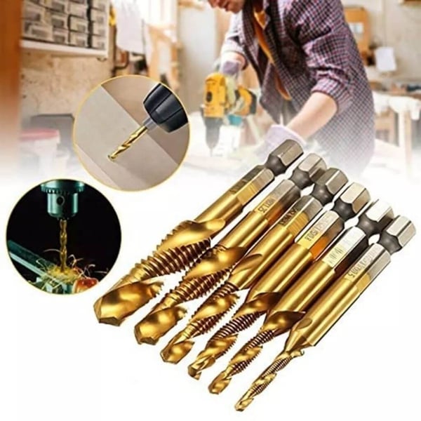 Titrillbit 6-Piece Titanium Plated Tap Drill Bit Set