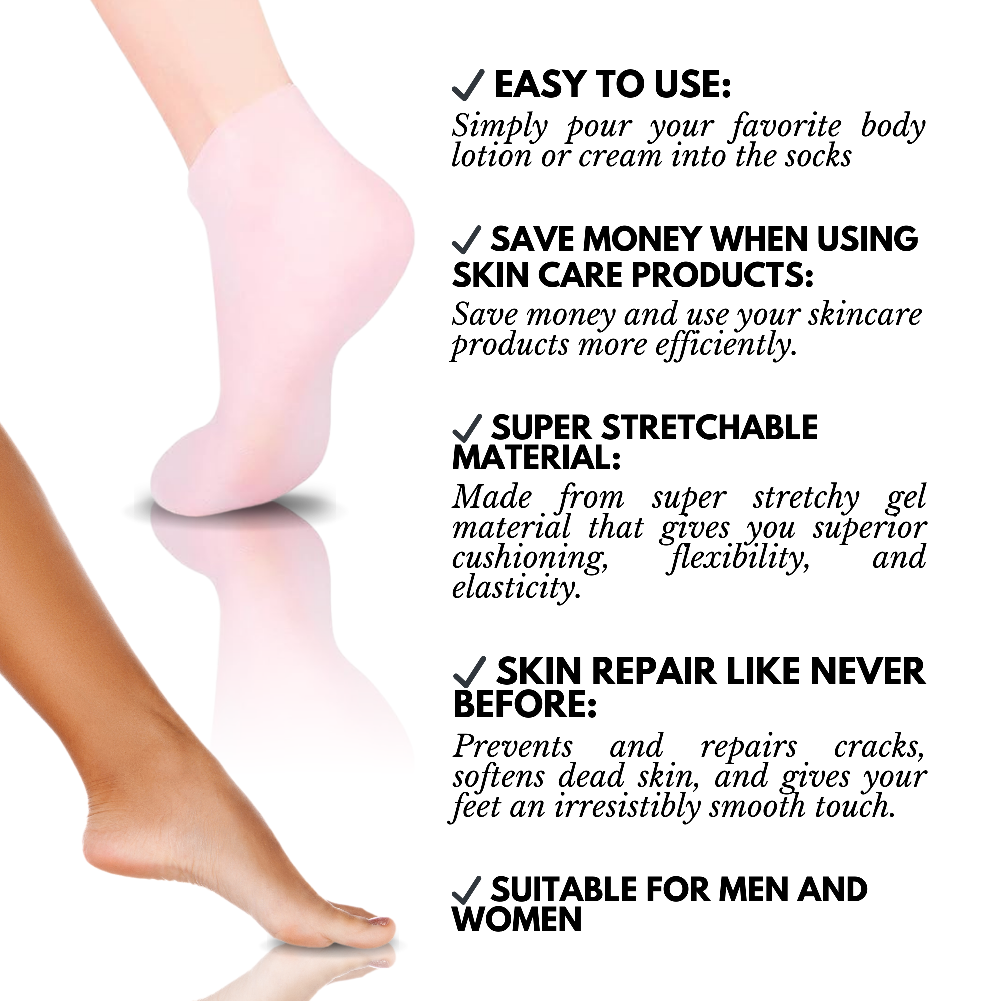 Footies™ Reusable Moisturizing Foot Mask Silicone Socks | BUY 1 PAIR GET 2 PAIRS