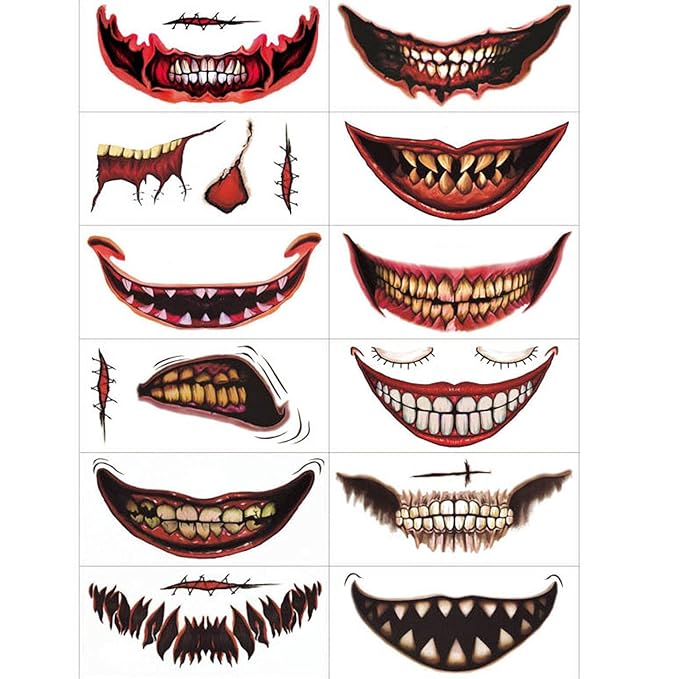 Halloween Prank Tattoo Stickers Set of 12 | 6 + 6 FREE