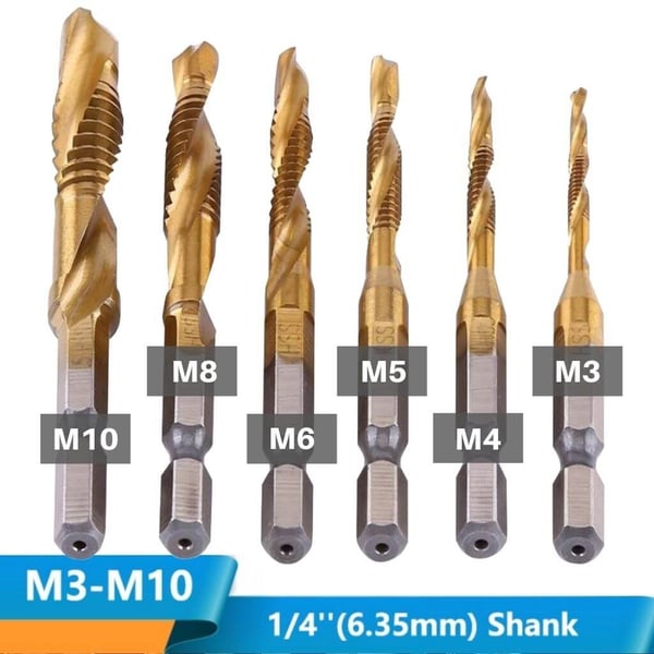 Titrillbit 6-Piece Titanium Plated Tap Drill Bit Set