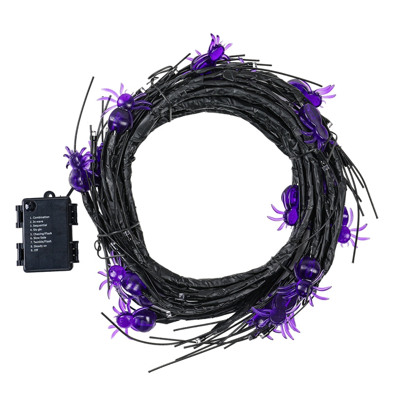 Necrolite Halloween Purple Spider Vine String Lights