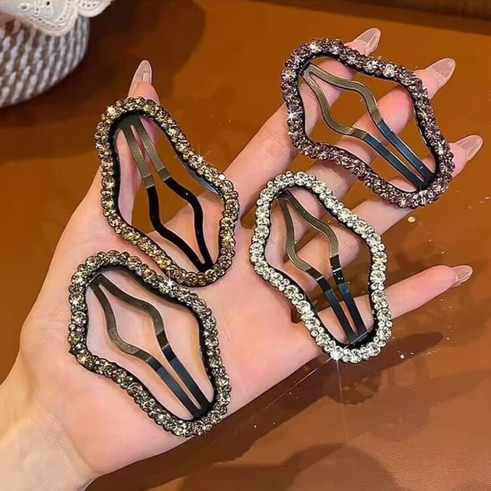 Glamclips Rhinestone Snap Hair Clips Set of 4 PCS