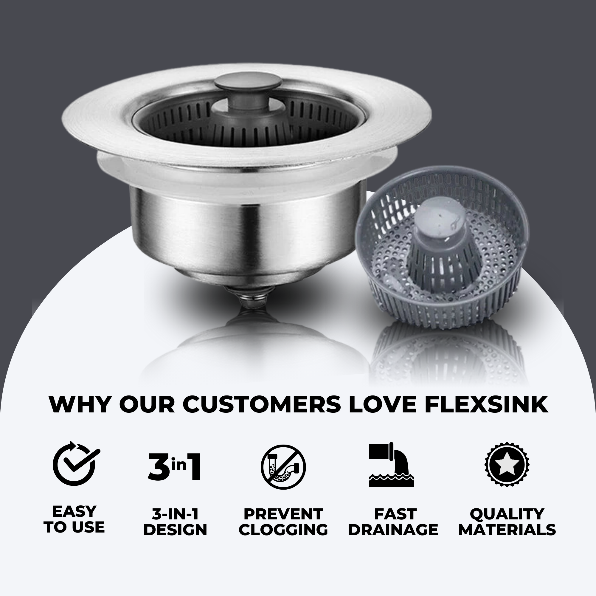 Flexsink 3-in-1 Push-Type Sink Aid & Stopper | BUY 1 GET 1 FREE (2PCS)