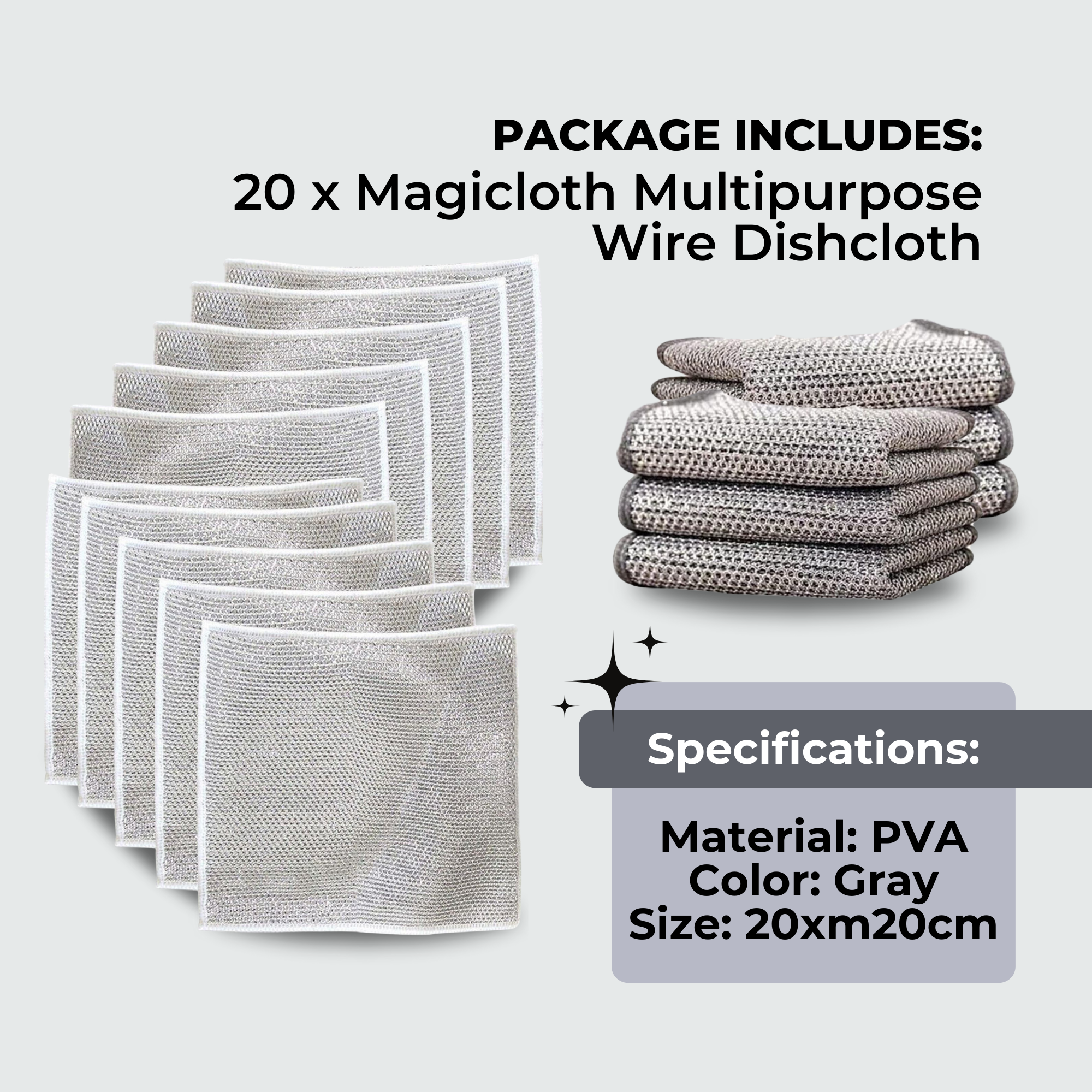 Magicloth Multipurpose Wire Dishcloth | Set of 20 PCS