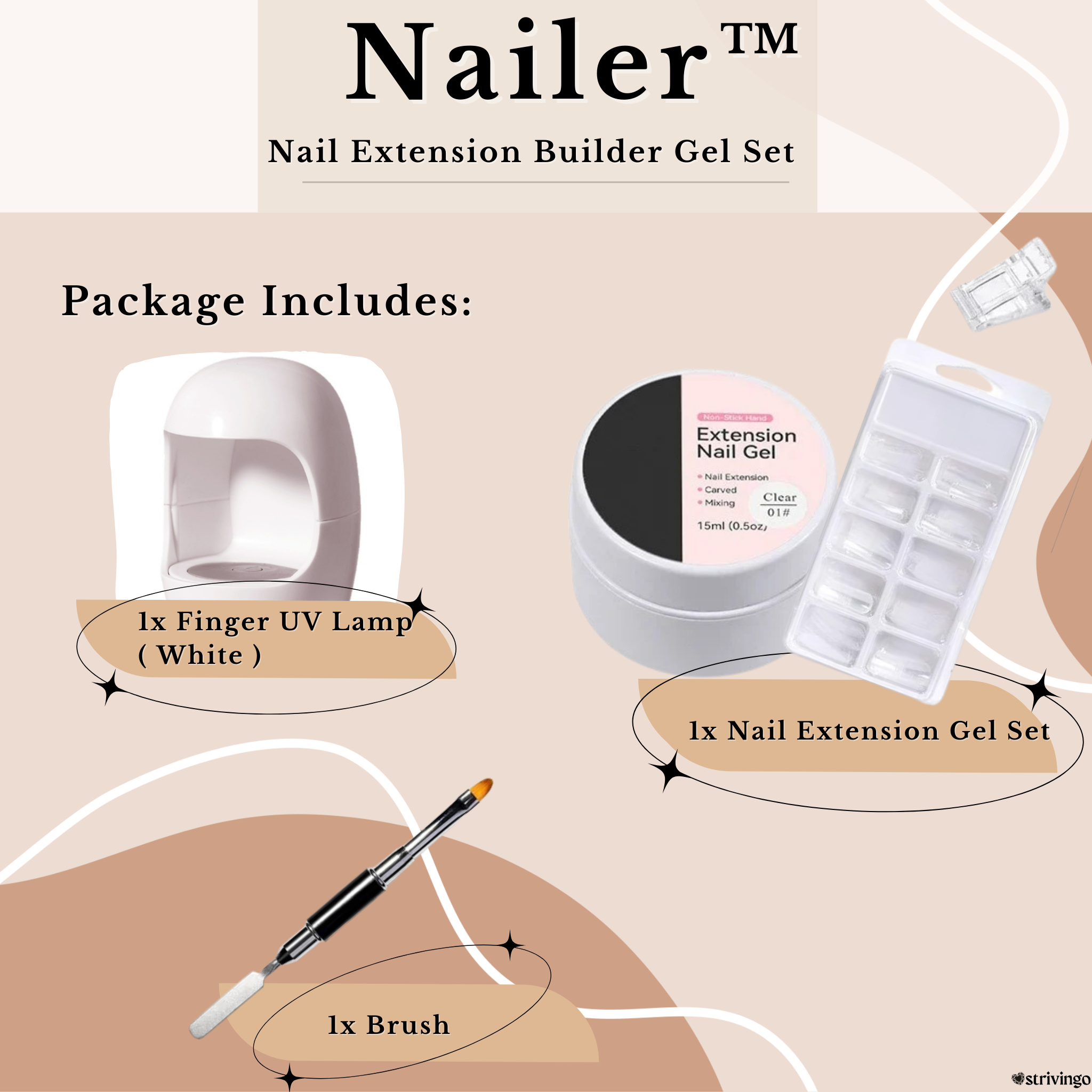 Nailer™ Nail Extension Builder Gel Set | incl. UV-lamp!