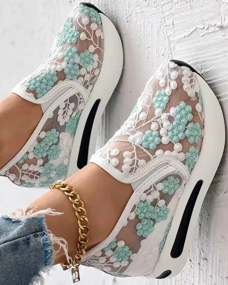 Confy™ Floral Embroidery Mesh Sneakers