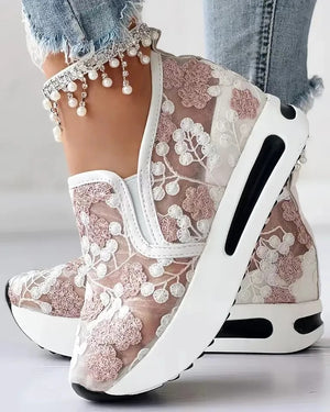 Confy™ Floral Embroidery Mesh Sneakers