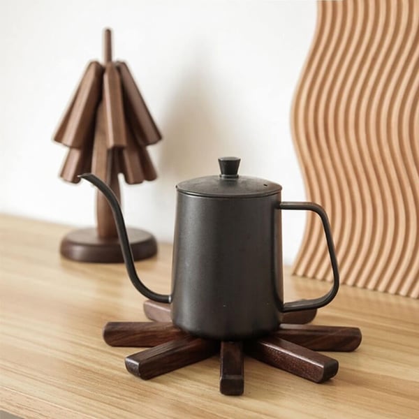 Coastimber Wooden Trivet Set - 1 Stand + 3 Coasters